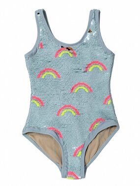 Shade & Shore Palm Beach Girls Sequin Rainbow One Piece Swimsuit Size 6